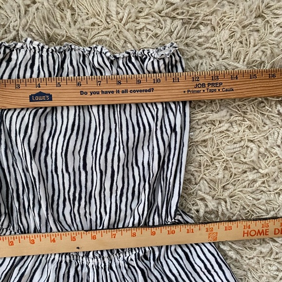 H&M DIVIDED Black White Striped Strapless Short Romper Jumpsuit Women Size 6 - Picture 4 of 9